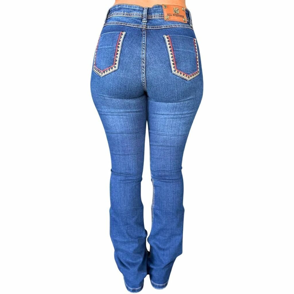 Calça Feminina All Western Bordada Apache Vermelha - Imagem 2