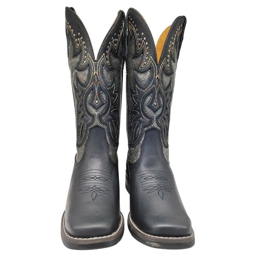 Bota Texana Feminina Pit Stop Preto Prata - Imagem 3