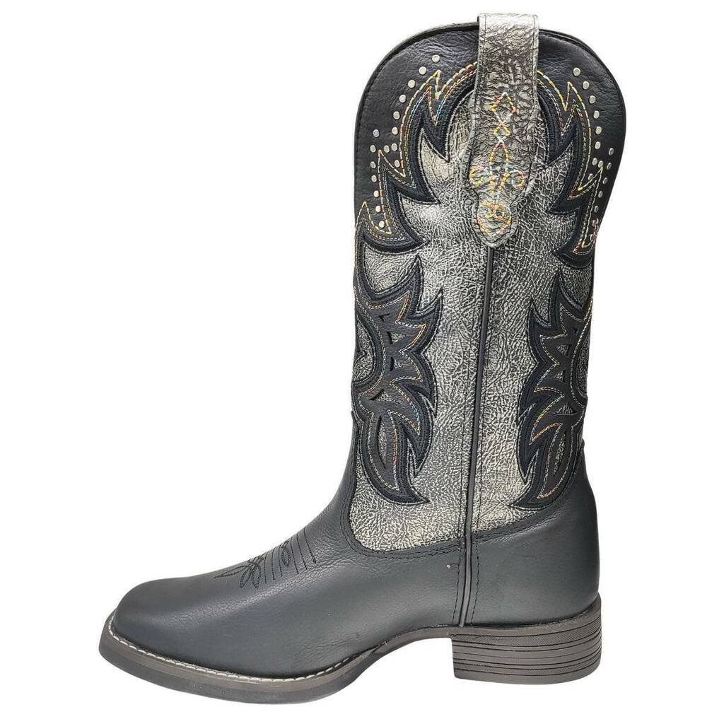 Bota Texana Feminina Pit Stop Preto Prata - Imagem 4
