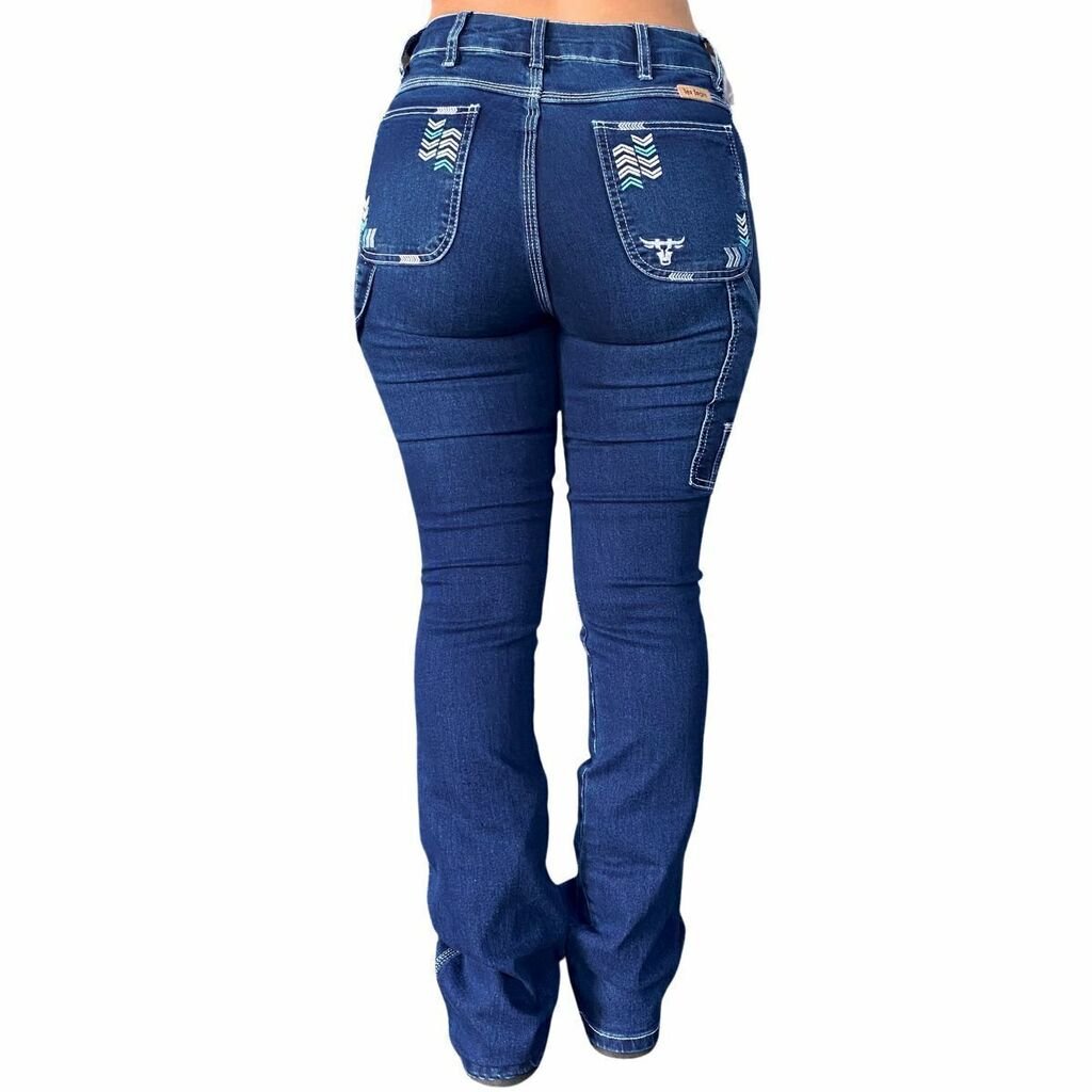 Calça Fem Tex Team Carpinteira Bordada Azul - Imagem 4