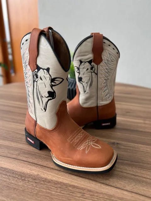 Kit Texana Caio + Faca - Couro Off-White e Horse Telha/ Bordado Boi Preto - Imagem 3