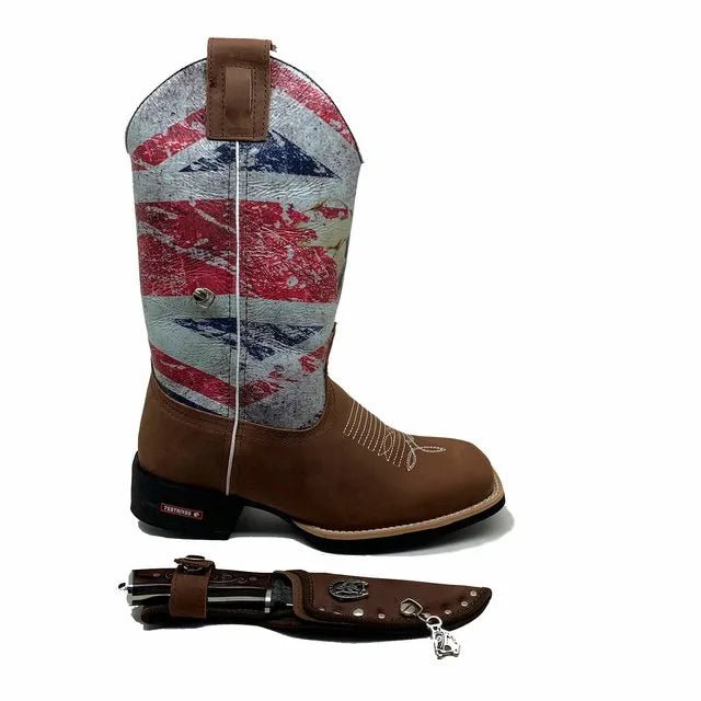 BotaFaca Peão
- Cano Nobuck Cru Estampa Inglesa | Gáspea Crazy Horse Nescau | Bordado Branco - Imagem 3
