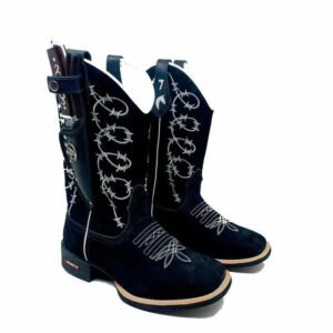 BotaFaca Aramada
                                    - Couro Nobuck Preto | Bordado Branco