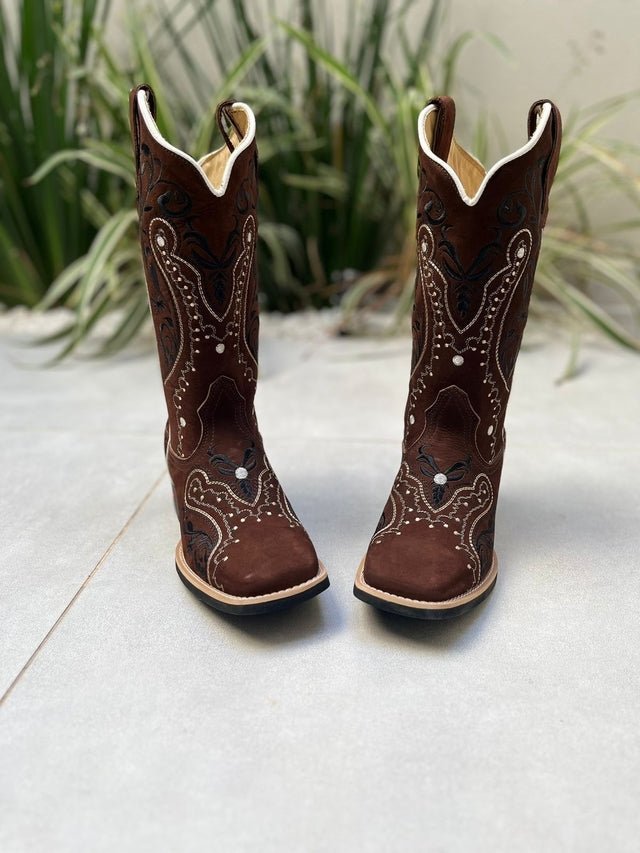 BOTA TEXANA TRIBAL PRETO COURO NOBUCK MARROM - Imagem 3